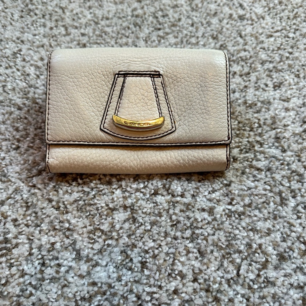 Lancel Cream Leather Wallet with Gold Accent